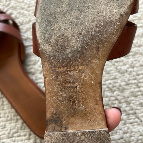 Saint Laurent Tribute Flat Sandal 571952 Size 40 US 9 Cognac Brown Leather - Picture 7 of 8